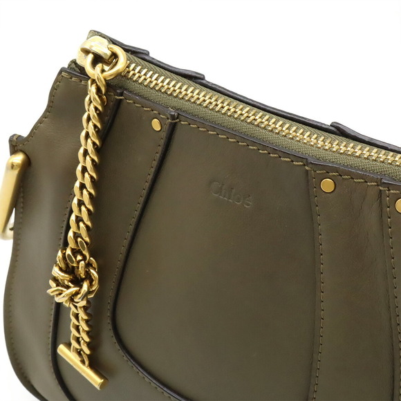 Chloe Hailey Crossbody Bag pochette leather Khaki Green - Picture 8 of 10